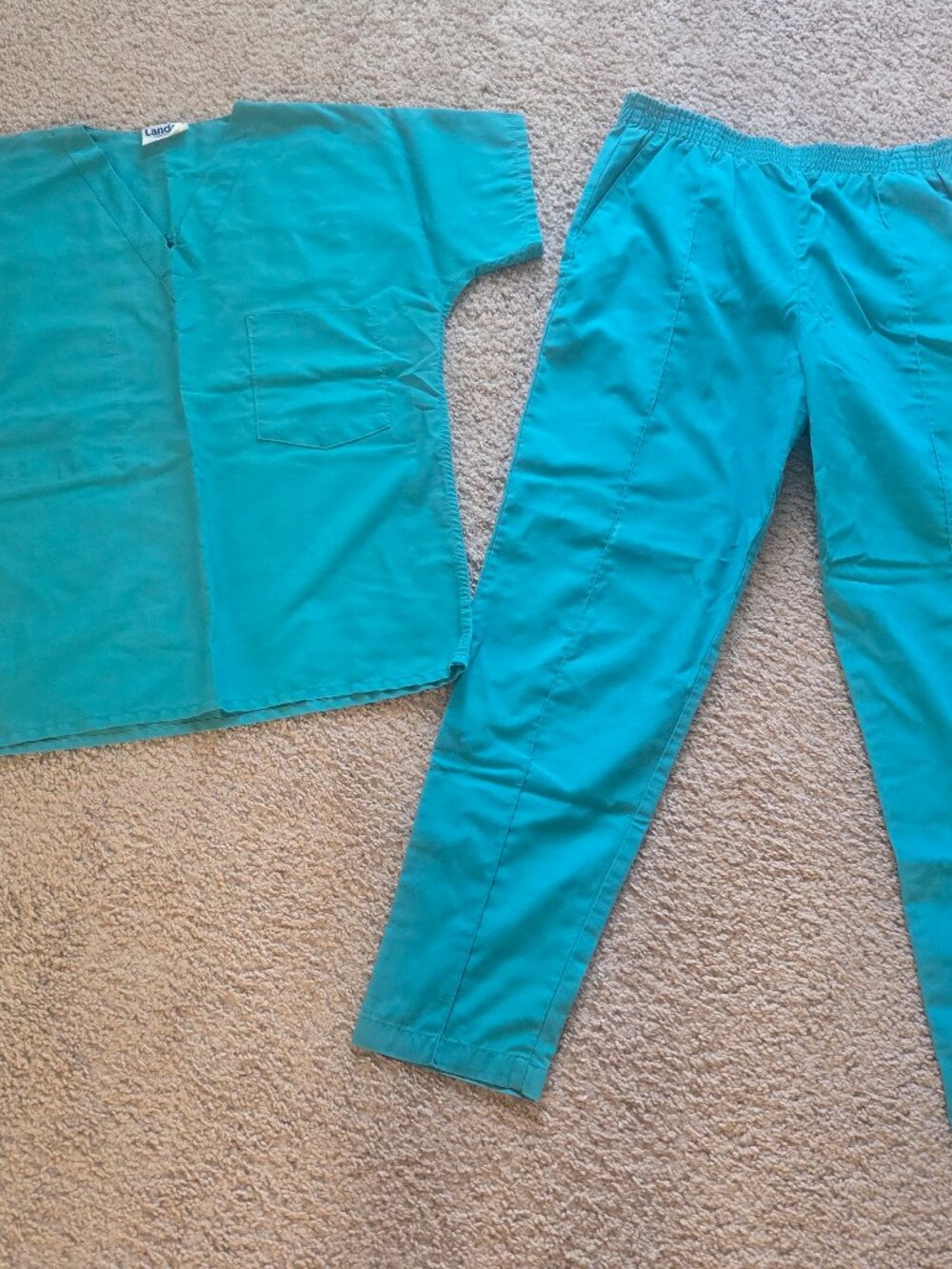 Landau Unisex Scrub Set, V-neck Top Straight Pant Medical Uniform